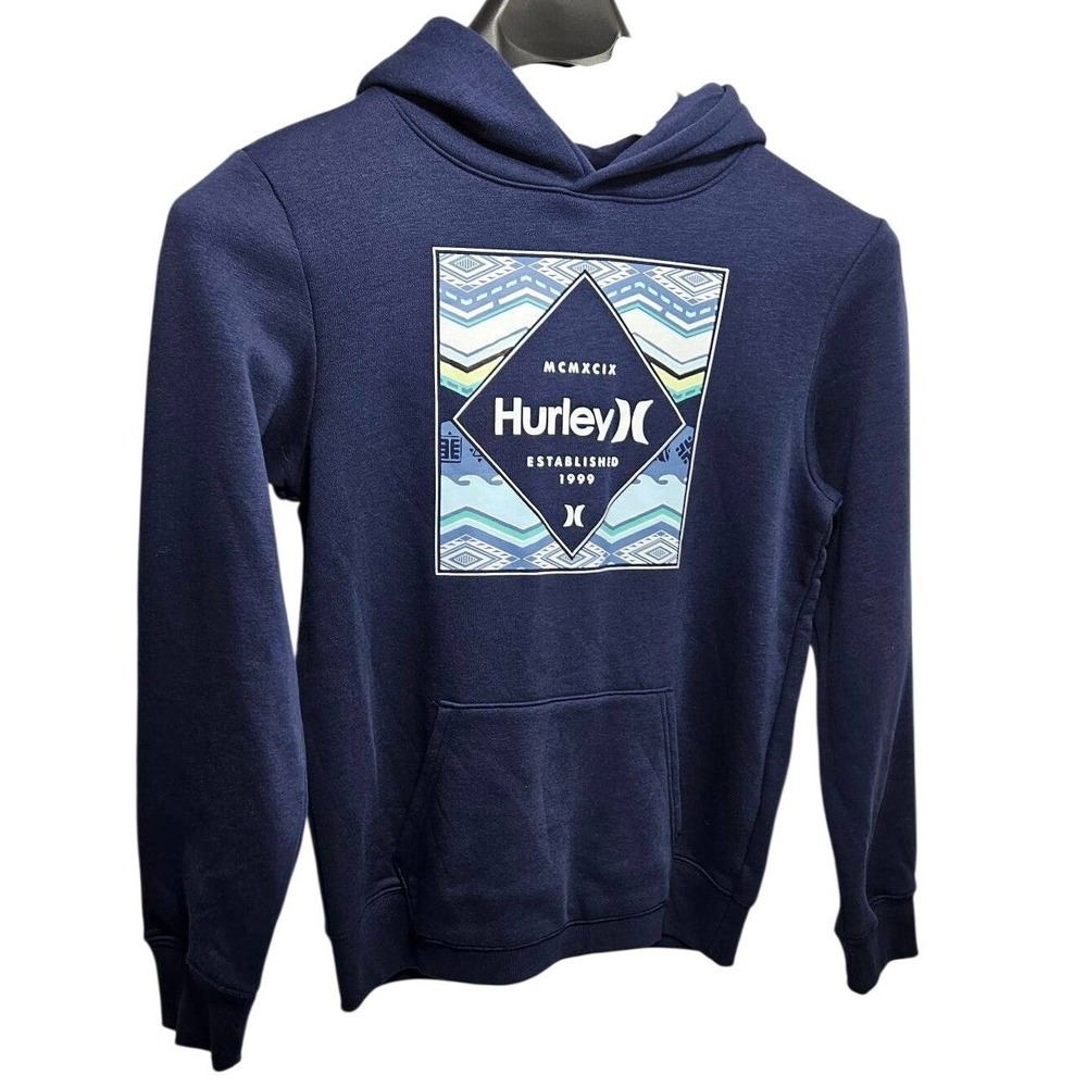 Hurley Boys XL 18-20 Navy Blue Graphic Hoodie Sweatshirt MCMXIX Established 1999
